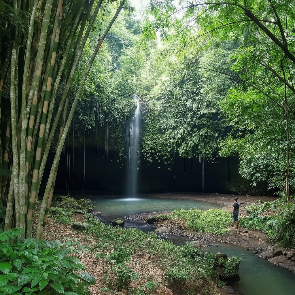 Singsing Waterfall Bali surrounded by lush jungle and a peaceful natural pool