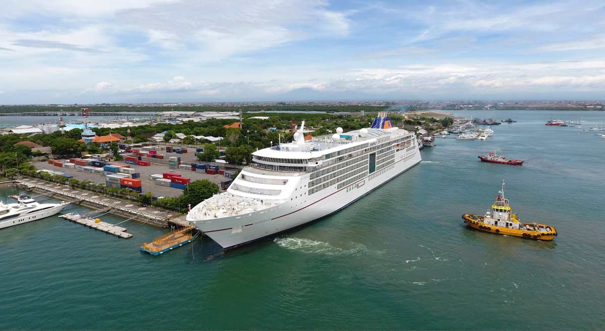 Cruise ships docked at Benoa Port in Denpasar, Bali, showing increased international cruise traffic following port expansion